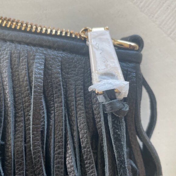 REBECCA MINKOFF FINN BEADED FRINGED CROSSBODY BLACK NWT - Picture 5 of 10